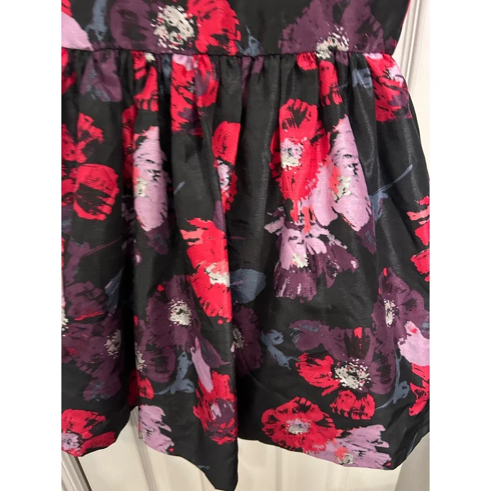 Gymboree Girls Size 7 Floral Party Dress Black Pink Purple Holiday Special k7083